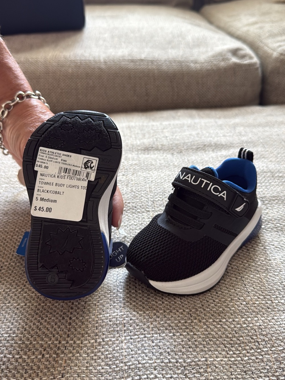 Nautica Kids Black and Blue Light-Up Athletic Sneakers